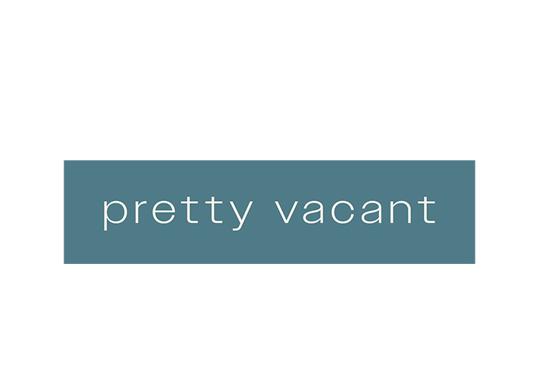 Logo Pretty Vacant: green fashion in retro stijl
